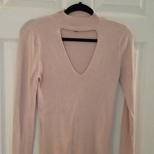 Pink low cut sweater